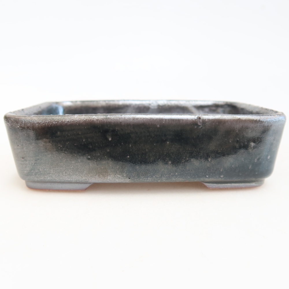 Keramická miska na bonsaje 13 x 9,5 x 3,5 cm, farba: kovová