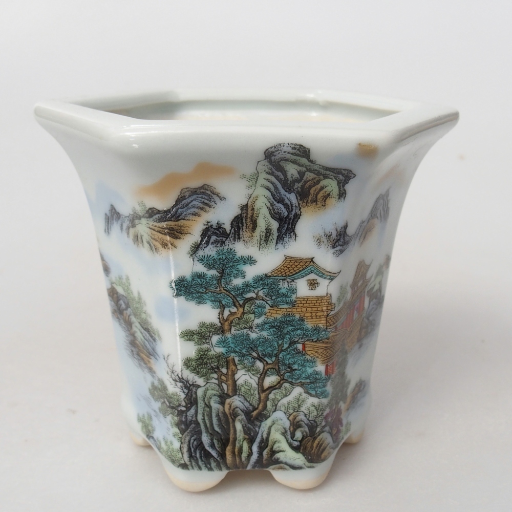 Keramická miska na bonsaje 10 x 9 x 9 cm, farba biela