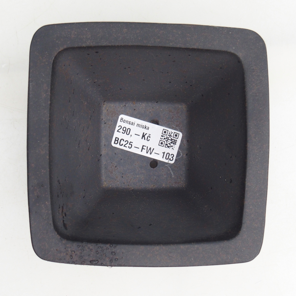 Keramická bonsajová miska 12 x 12 x 7 cm, farba hnedastá okrová