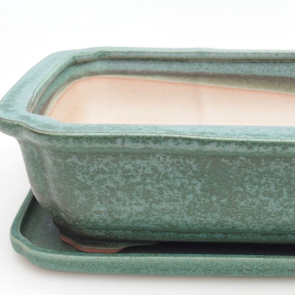 Miska na bonsaj + tanier H20 - 26,5 x 21,5 x 6,5 cm. - zelená