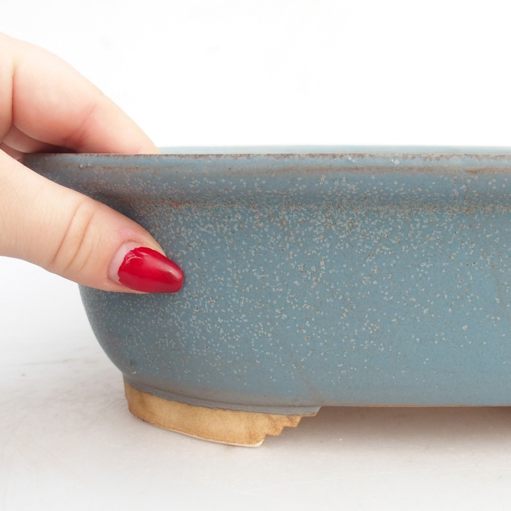 Keramická miska na bonsaje 25,5 x 21,5 x 8 cm, farba modrá