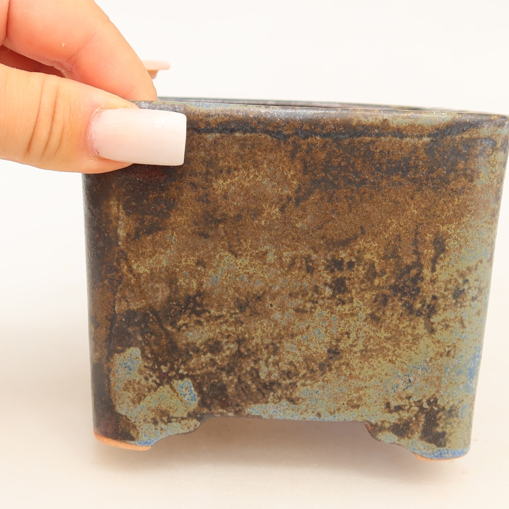 Keramická miska na bonsaje 10,5 x 10,5 x 8,5 cm, farba hnedá