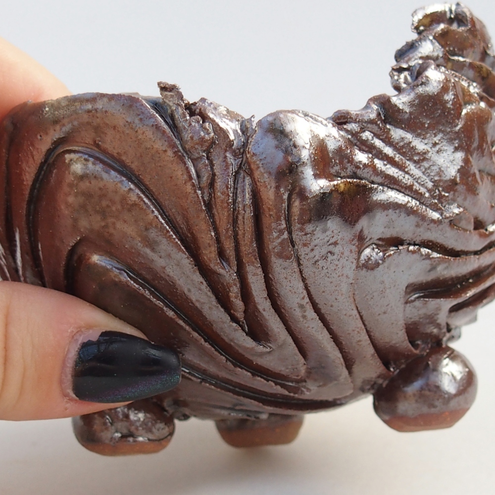 Keramická mušľa 10 x 9 x 7 cm , farba hnedá