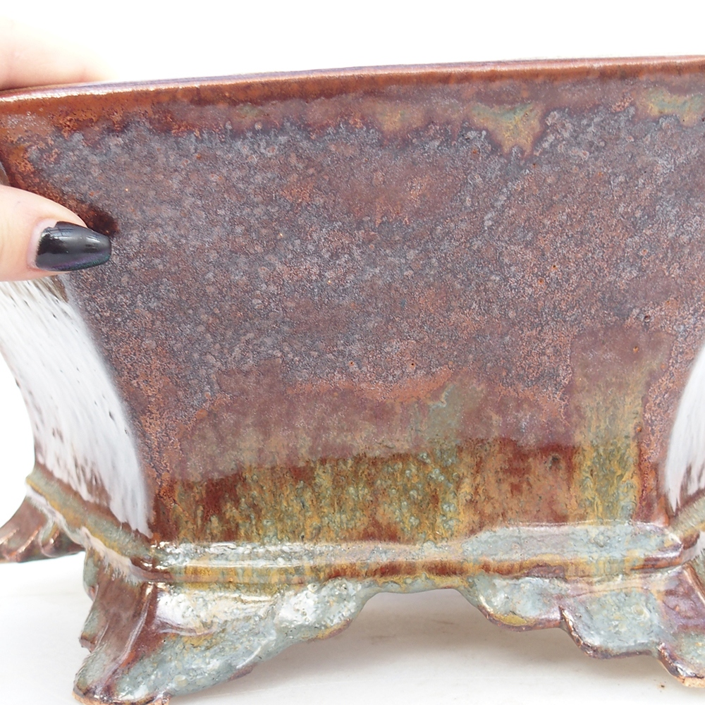 Keramická miska na bonsaje 36 x 31,5 x 14 cm, hnedá