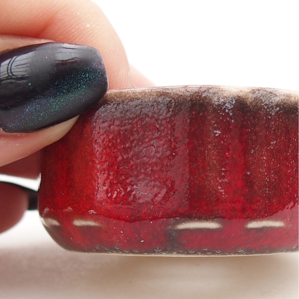 Mini bonsajová miska 4,5 x 4,5 x 2 cm, farba červená