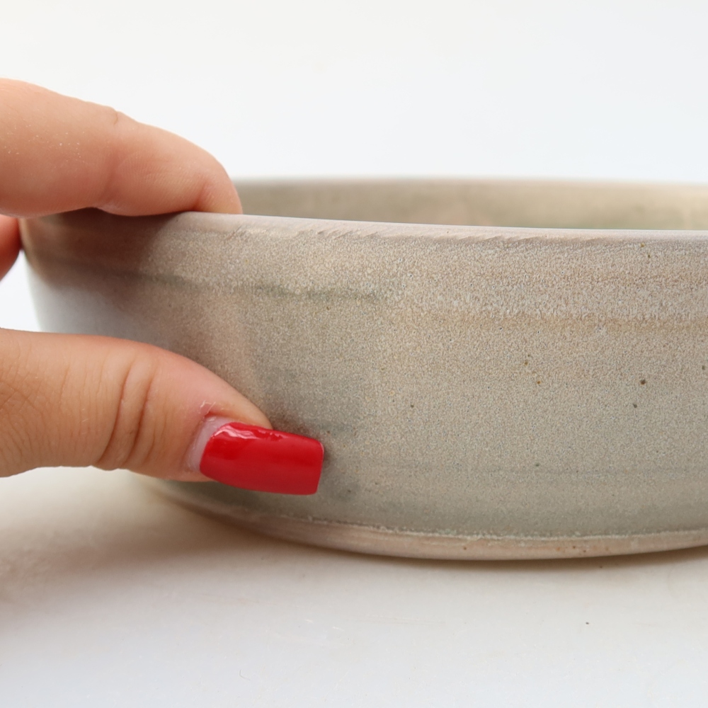 Keramická miska na bonsaje 20,5 x 20,5 x 6 cm, farba béžová