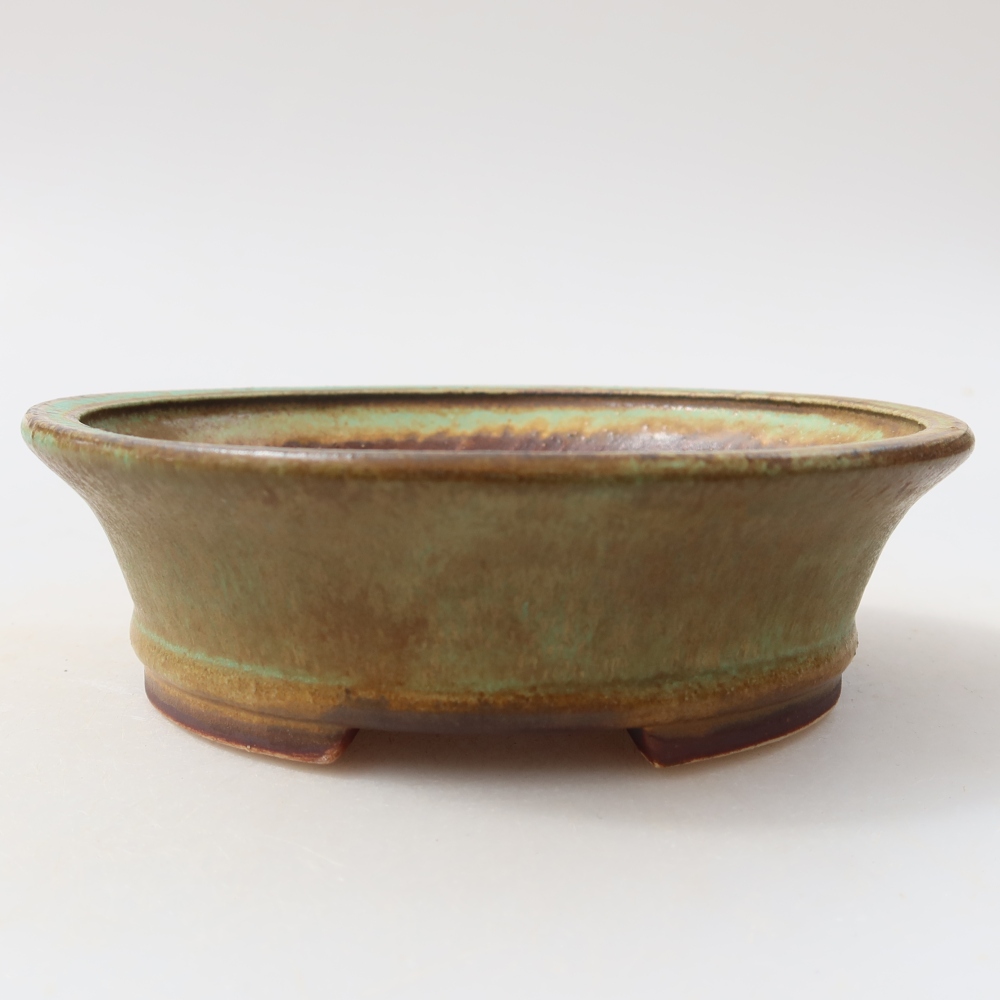 Keramická miska na bonsai 12,5 x 11,5 x 4 cm, farba zelená