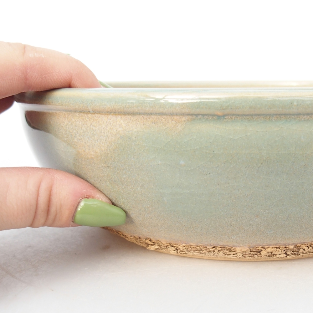 Keramická bonsajová miska 20 x 20 x 6 cm, zelená