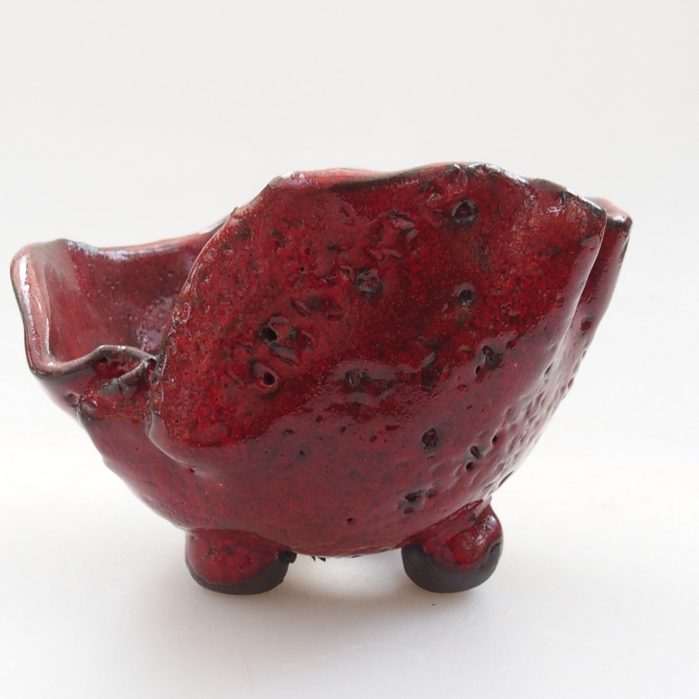 Keramická Škrupina 8 x 7,5 x 7 cm , farba červená