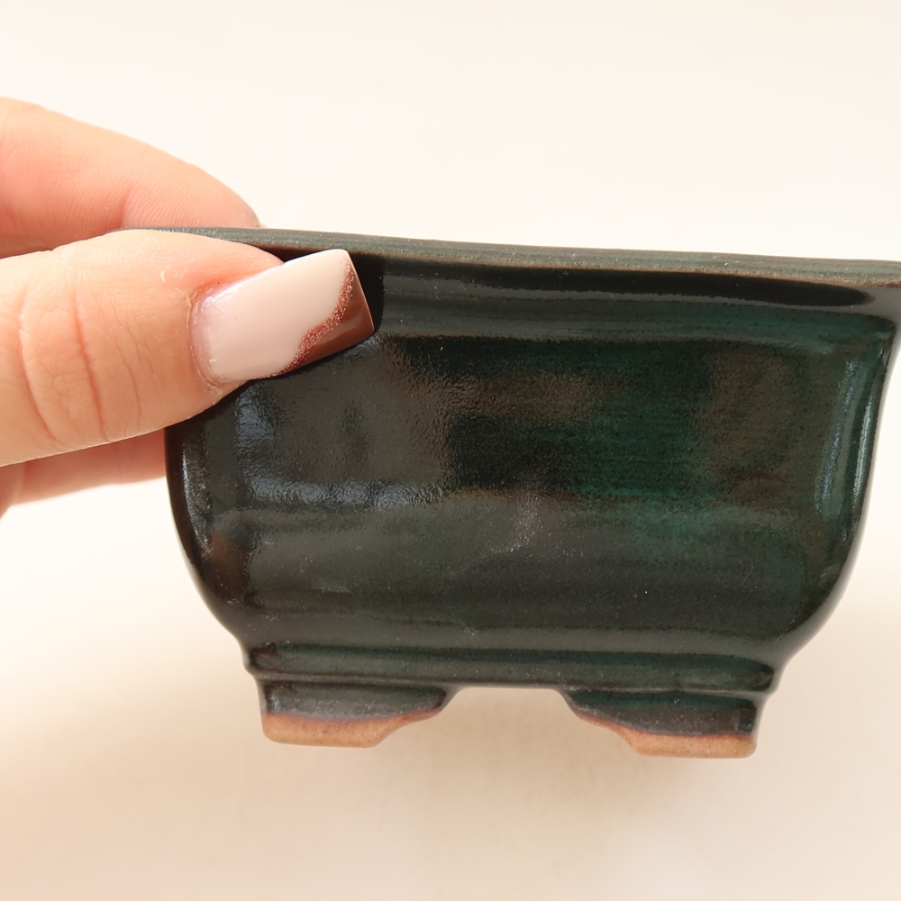 Keramická miska na bonsaje 9,5 x 9,5 x 5,5 cm, farba zelená
