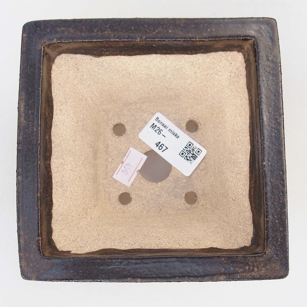 Keramická miska na bonsaje 13 x 13 x 8 cm, hnedá