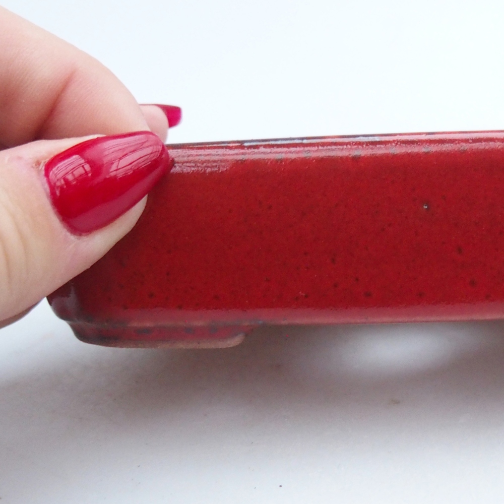 Keramická miska na bonsaje 12 x 9 x 3 cm, farba červená