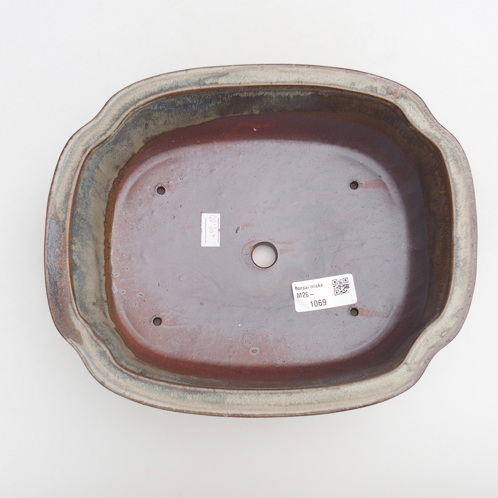 Keramická miska na bonsaje 24 x 19,5 x 7 cm, hnedá