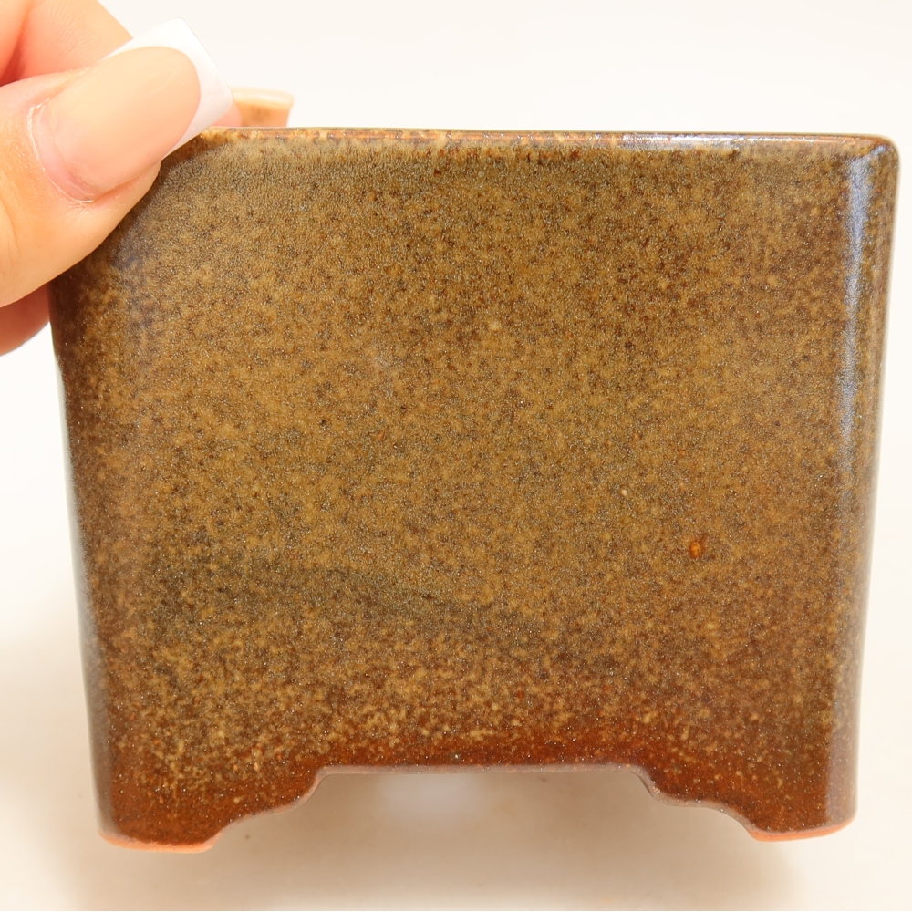 Keramická miska na bonsaje 10 x 10 x 8,5 cm, farba hnedá