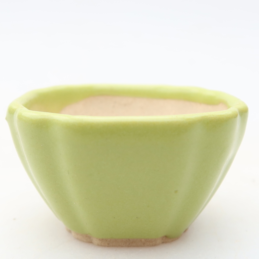 Keramická miska na bonsaje 4,5 × 4,5 × 2,5 cm, farba zelená