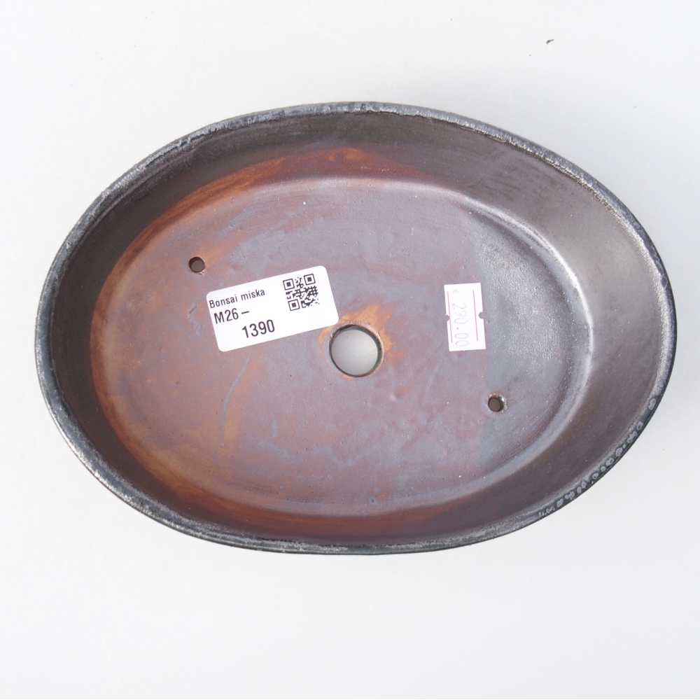 Keramická miska na bonsaje 18,5 x 13,5 x 4,5 cm, zelená metalíza