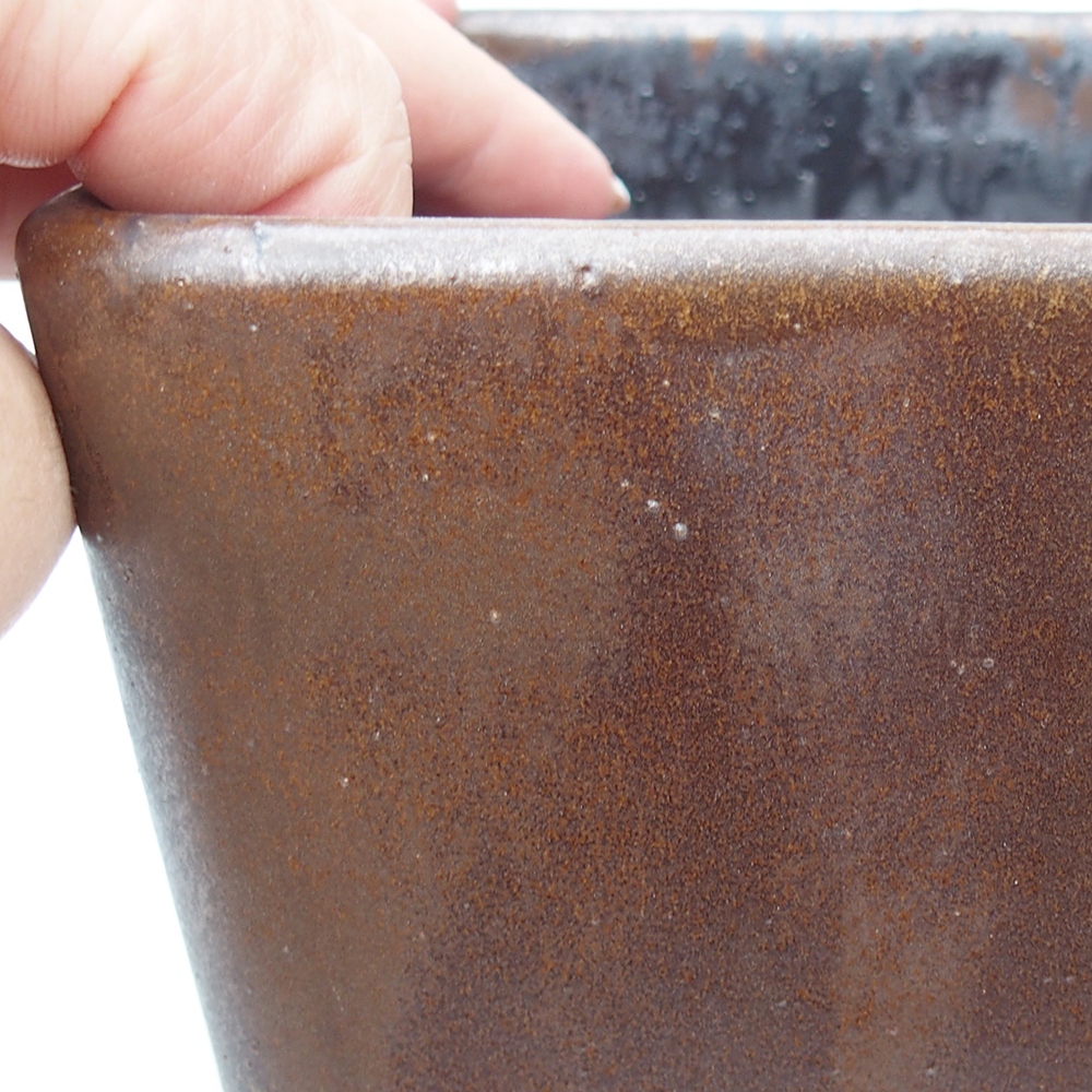 Keramická miska na bonsaje 13 x 13 x 13 cm, hnedá