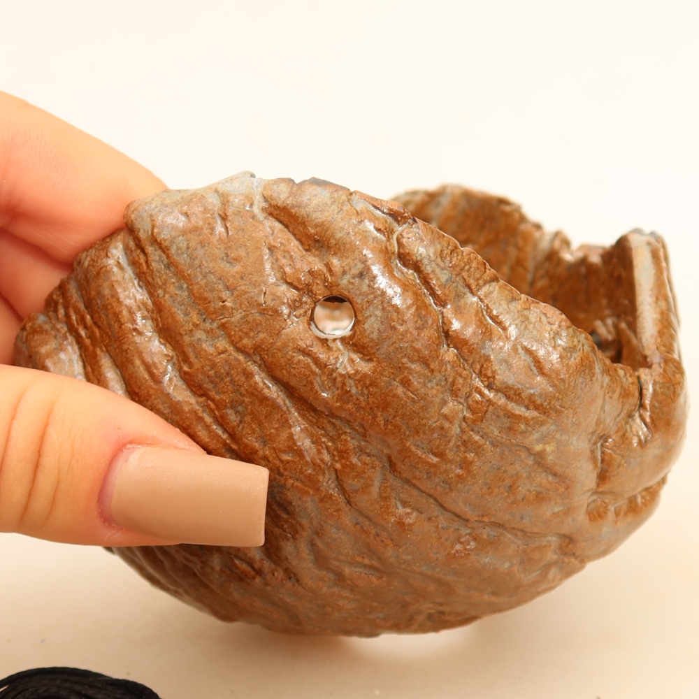 Keramická škrupina na kokedamu 9 x 9 x 7 cm, farba hnedá