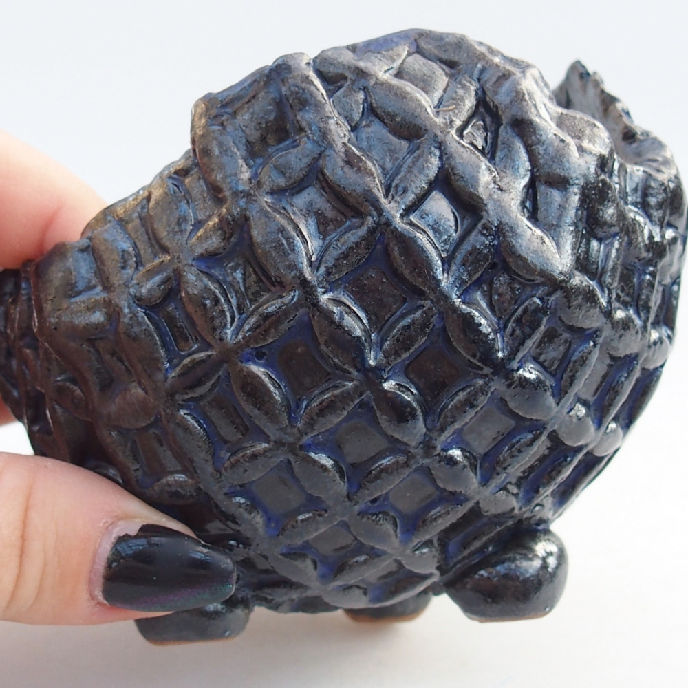 Keramická mušľa 10 x 9 x 8 cm , farba modrá