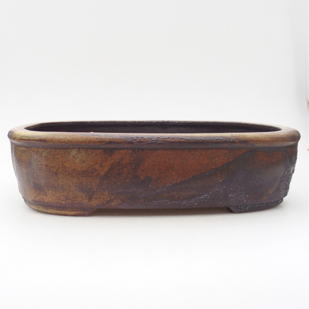 Keramická bonsajová miska 32 x 25 x 8 cm, farba hnedozelená