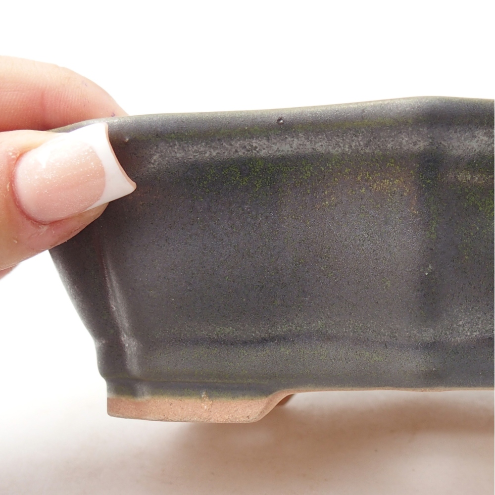 Keramická miska na bonsaje 15,5 x 11 x 4,5 cm, zelená metalíza