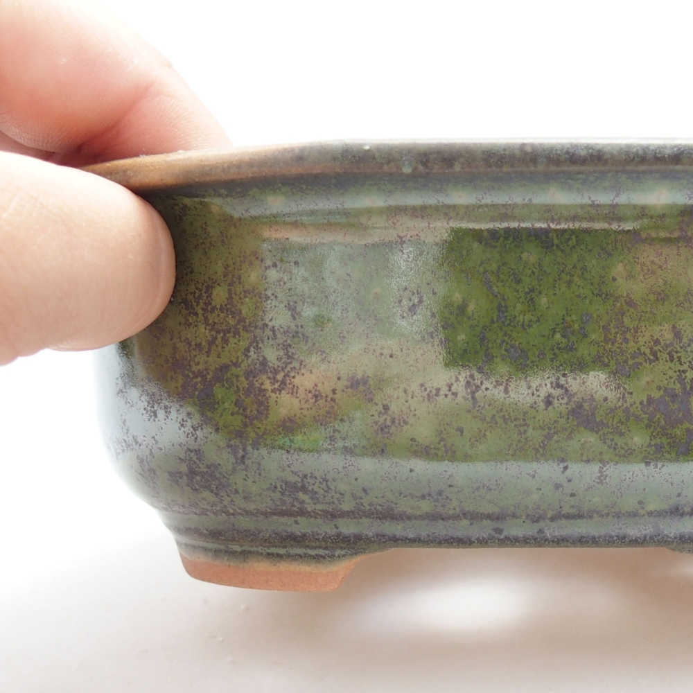 Keramická bonsai miska 15,5 x 12 x 6 cm, farba zelená