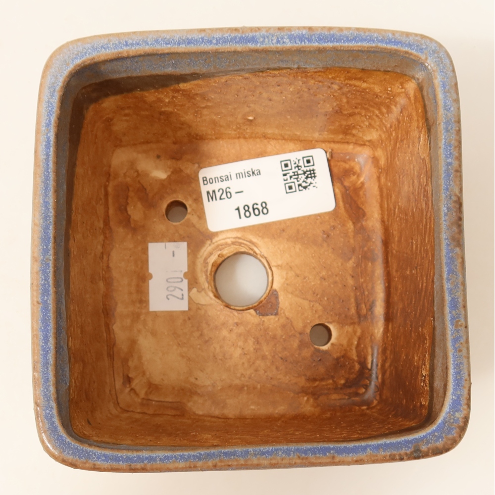 Keramická miska na bonsai 10,5 x 10,5 x 7 cm, farba modrá