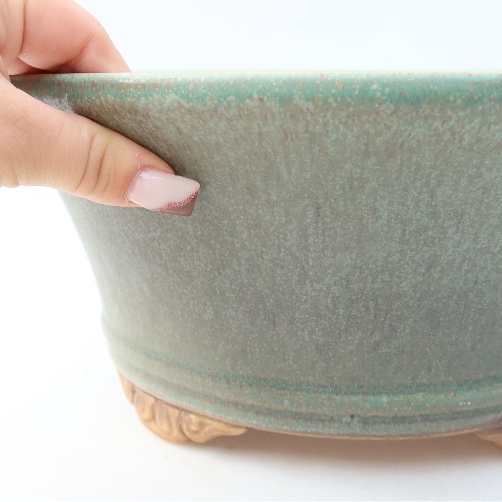 Keramická miska na bonsaje 29 x 29 x 12,5 cm, farba zelená