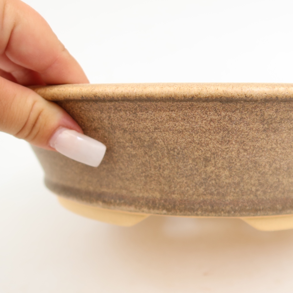 Keramická miska na bonsaje 25,5 x 25,5 x 6,5 cm, farba hnedá