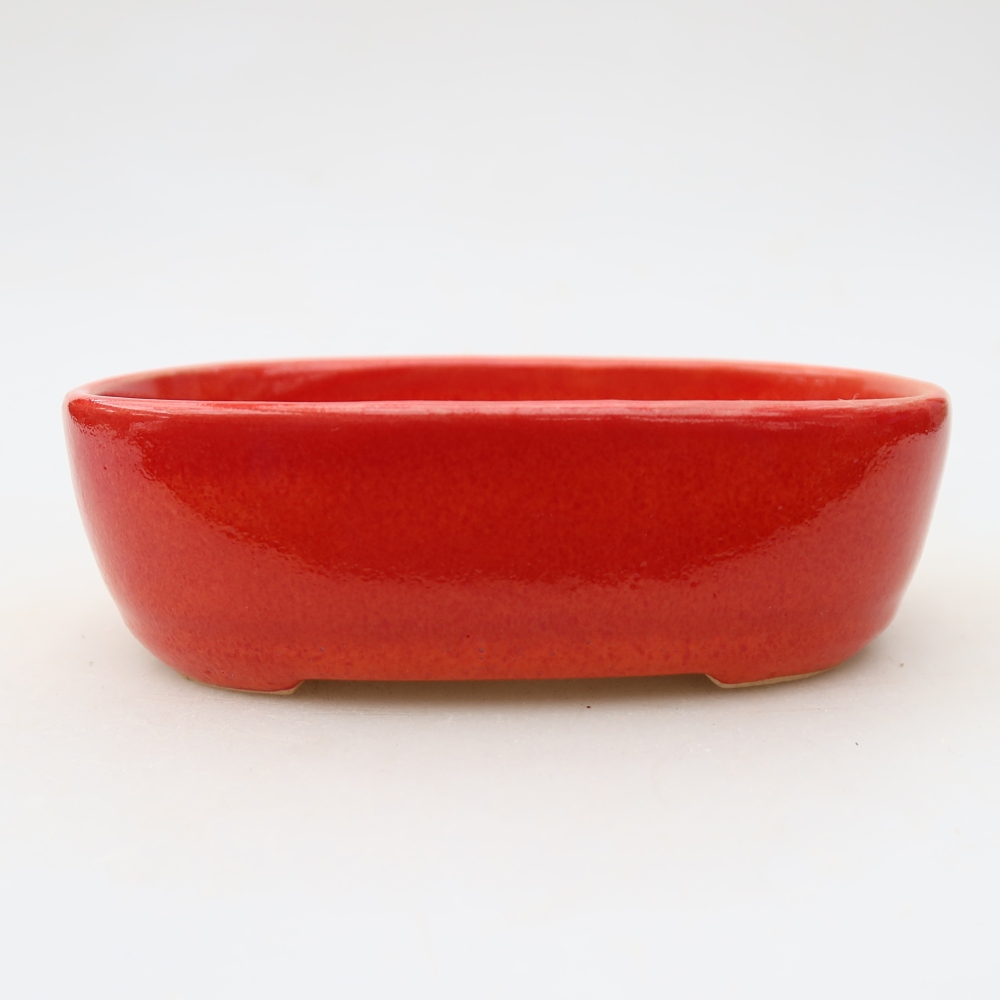 Keramická bonsajová miska 13 x 8,5 x 4 cm, farba červená