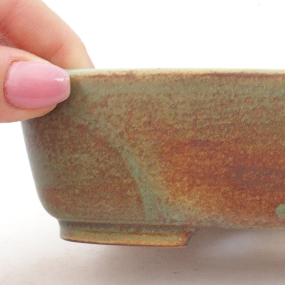 Keramická bonsai miska 15 x 12 x 4,5 cm, farba zelená