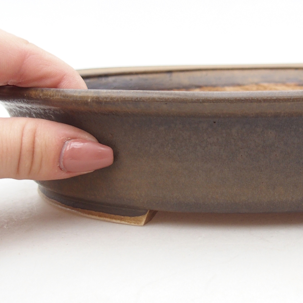 Keramická miska na bonsaje 24 x 21 x 5 cm, hnedá