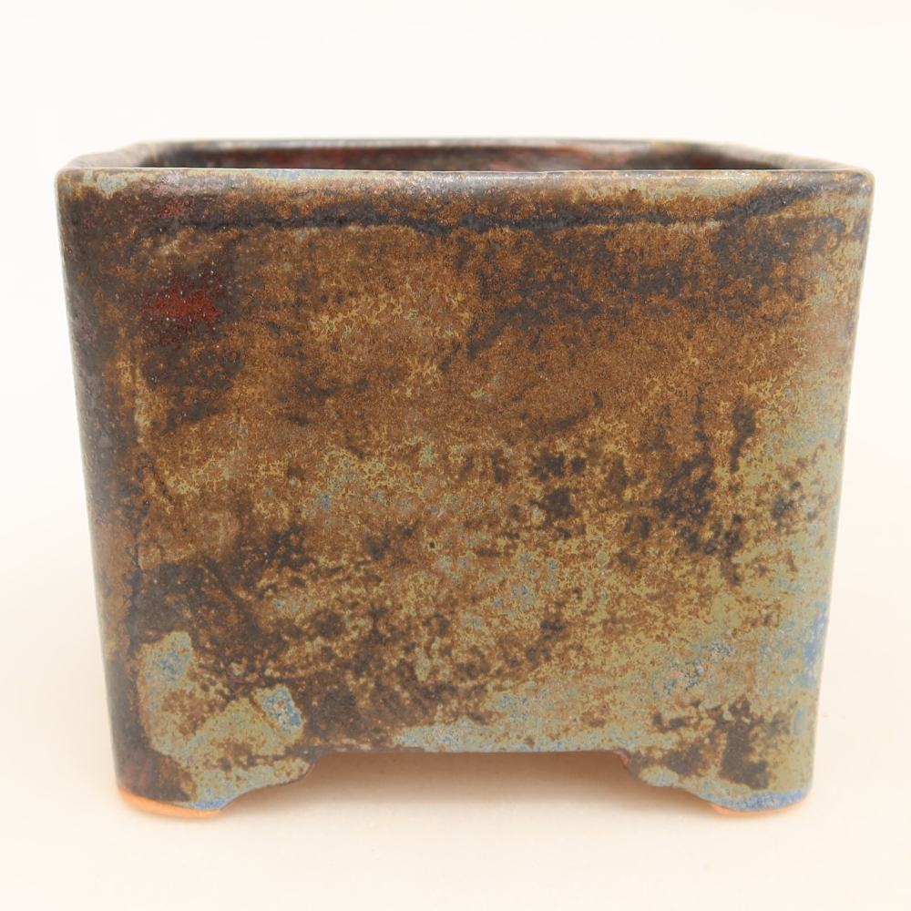 Keramická miska na bonsaje 10,5 x 10,5 x 8,5 cm, farba hnedá