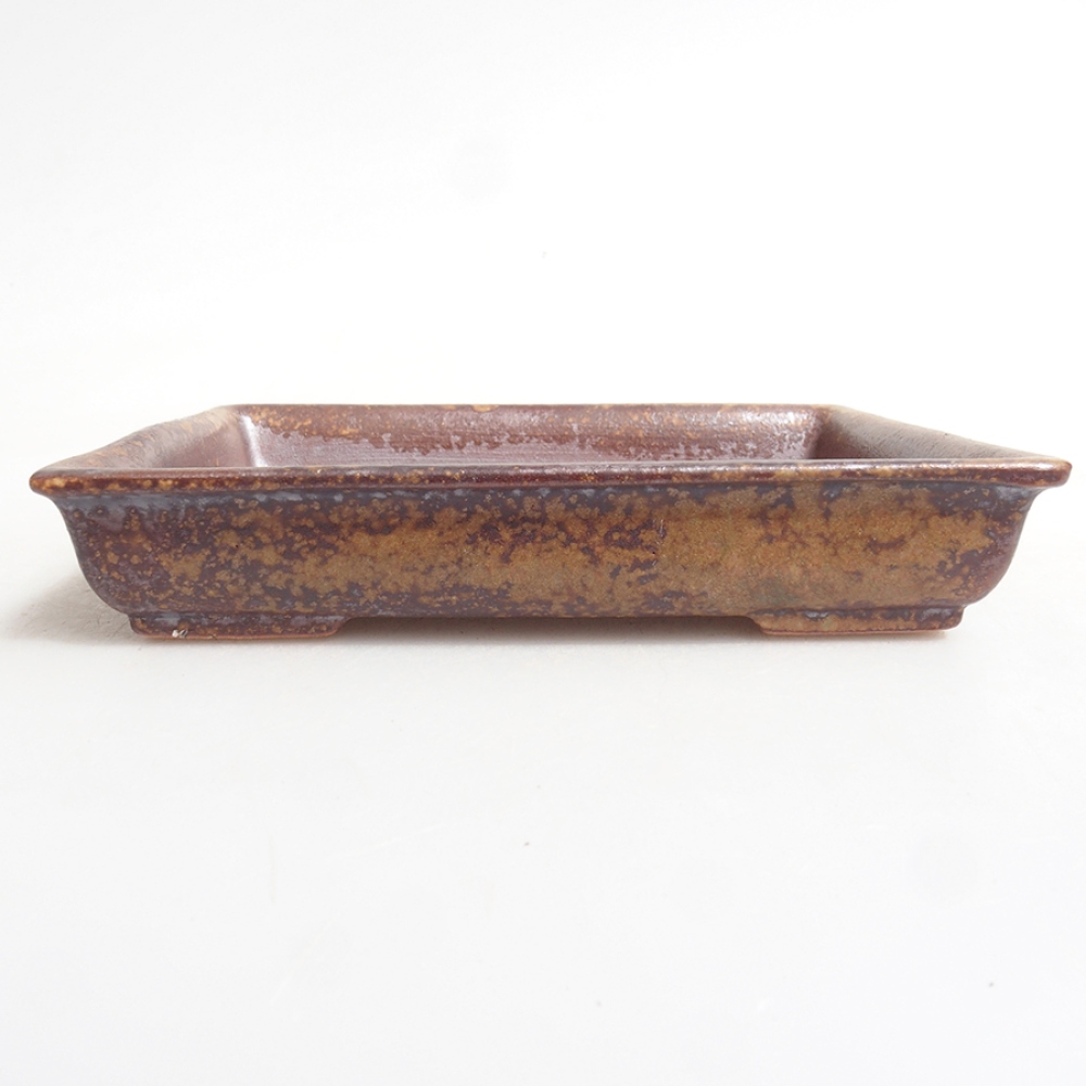 Keramická bonsai miska 13 x 11 x 2,5 cm, farba  hnedá
