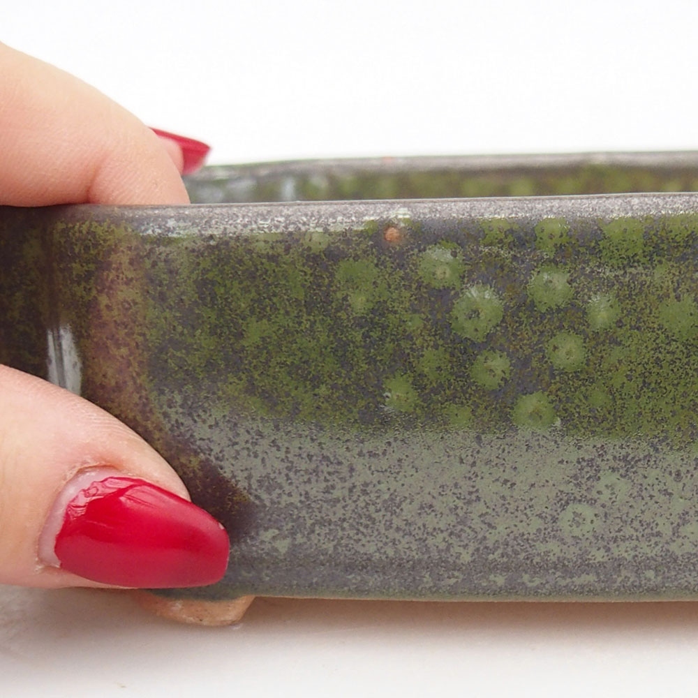 Keramická miska na bonsaje 16 x 11,5 x 4,5 cm, zelená