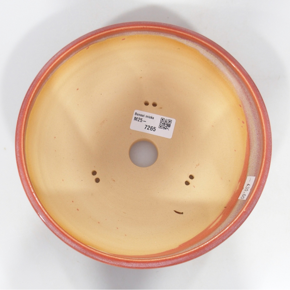 Keramická bonsajová miska 20,5 x 20,5 x 7 cm, farba červená