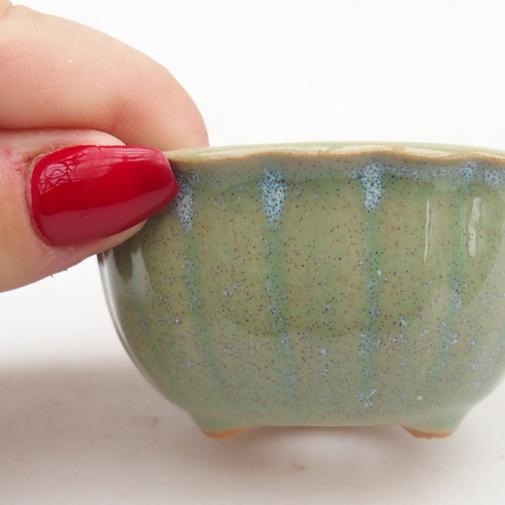 Keramická miska na bonsaje 7 x 8,5 x 3,5 cm, zelená