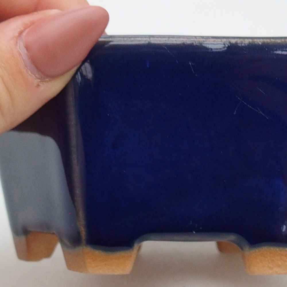 Keramická miska na bonsaje 10,5 x 9,5 x 5 cm, farba modrá