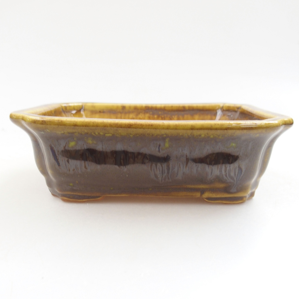Keramická bonsai miska 13 x 10,5 x 4 cm, farba žltá