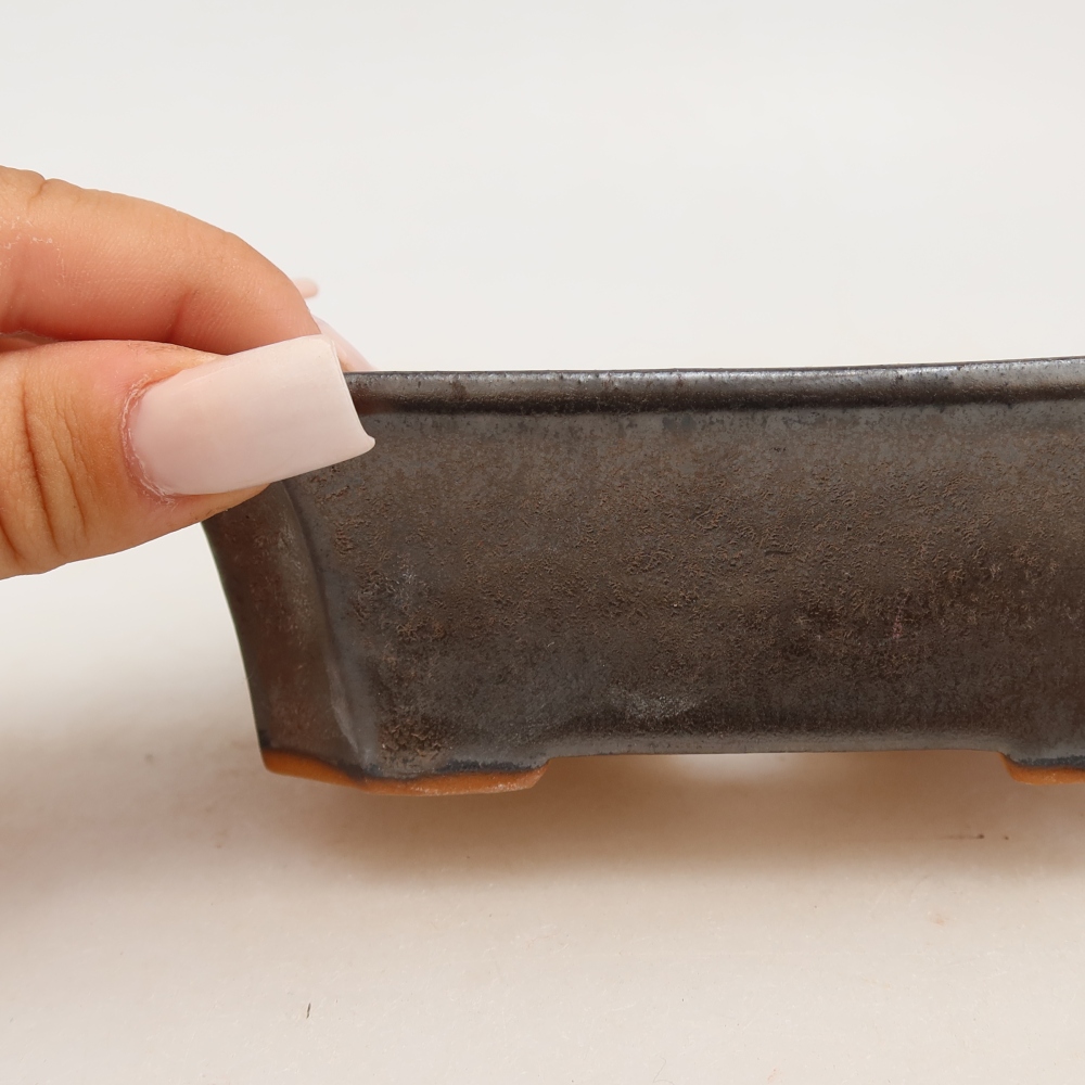 Keramická miska na bonsaje 13,5 x 11 x 4 cm, farba: kovová