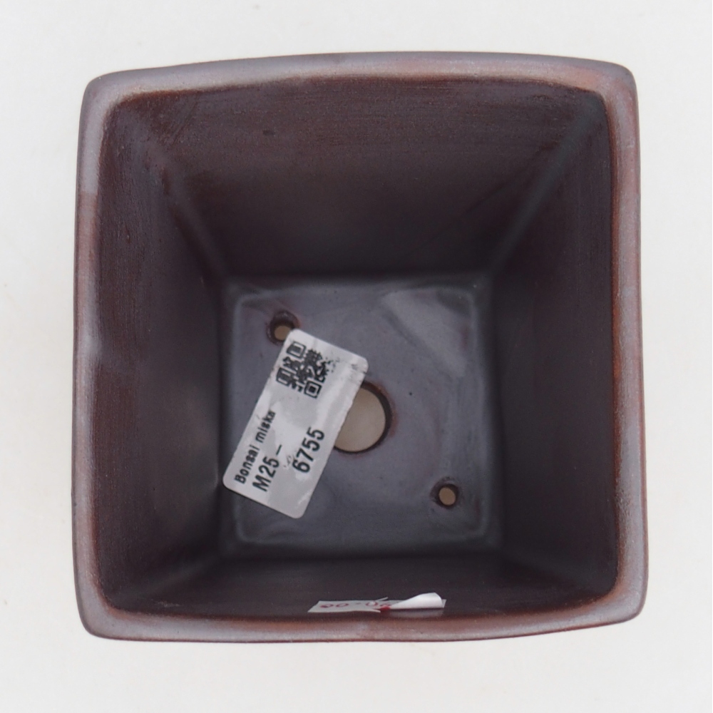 Keramická miska na bonsaje 9 x 9 x 12,5 cm, farba kovu