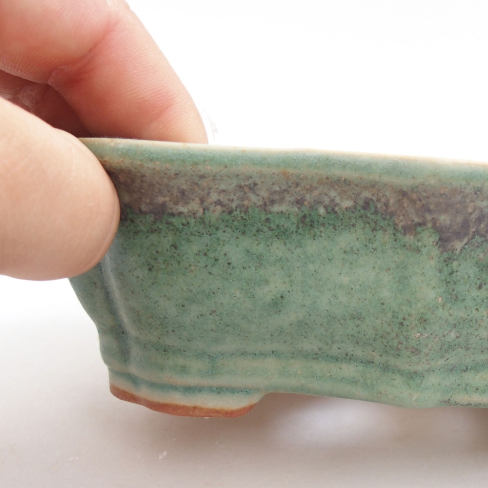 Keramická bonsai miska 15,5 x 11 x 4,5 cm, farba zelená
