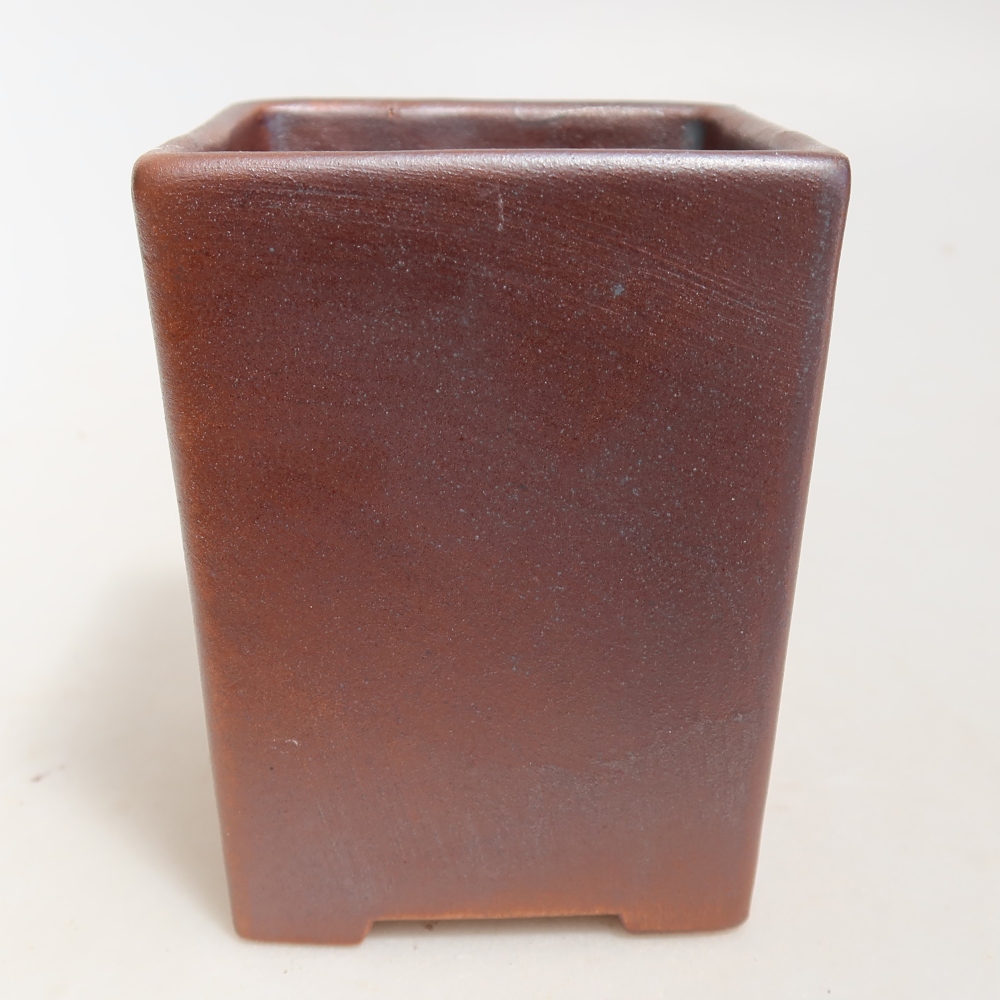 Keramická miska na bonsai 7,5 x 7,5 x 9,5 cm, farba: kovová