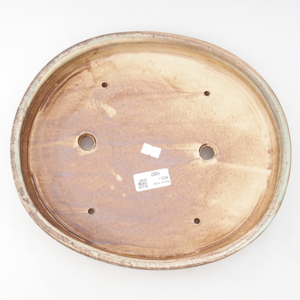 Keramická miska na bonsaje 31 x 27 x 4 cm, zelená