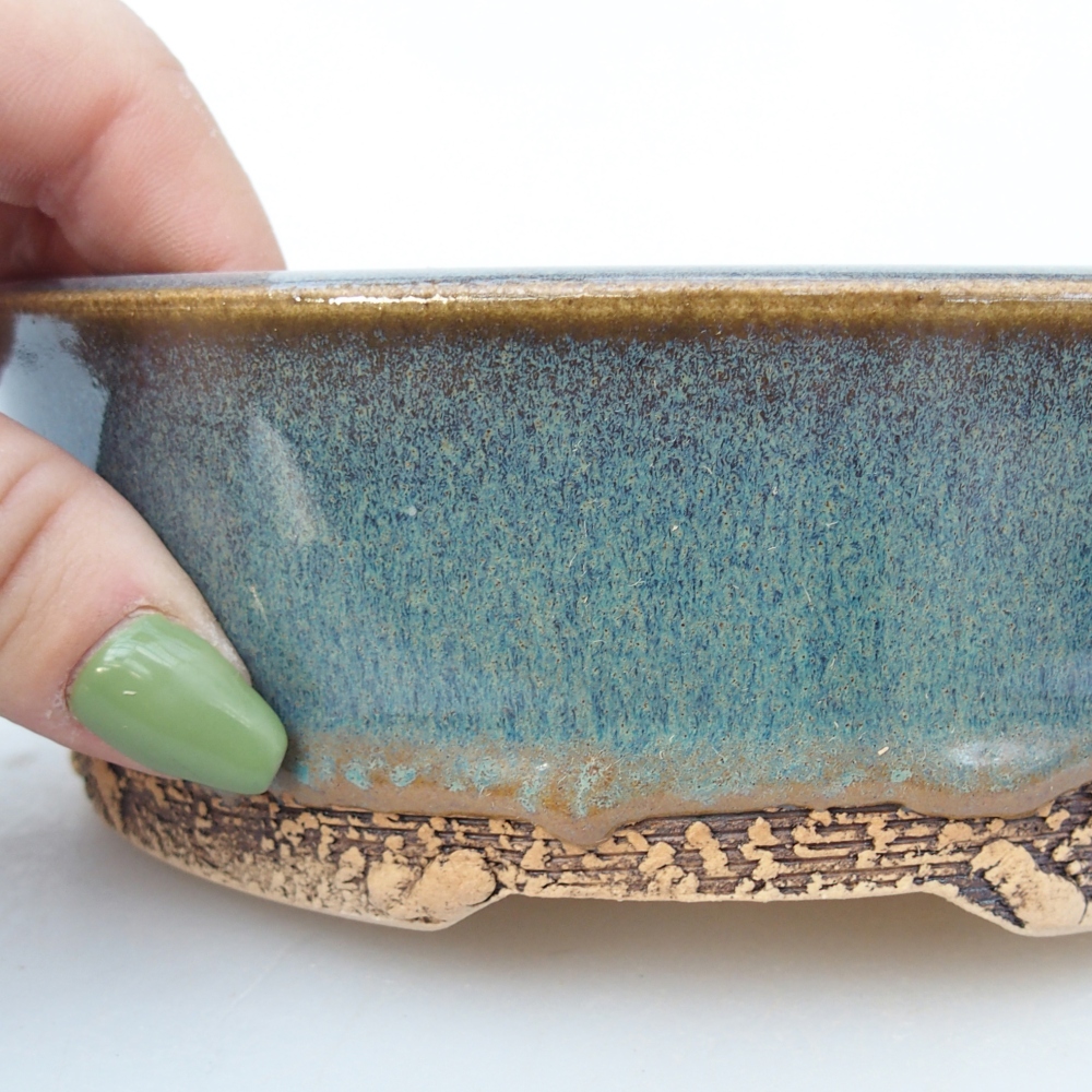 Keramická miska na bonsaje 15,5 x 15,5 x 5 cm, modrošedá