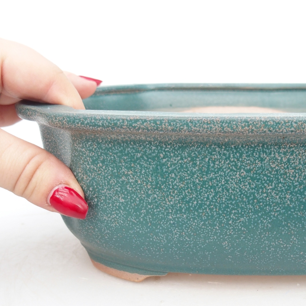 Keramická bonsajová miska 22 x 18 x 7,5 cm, farba modrá