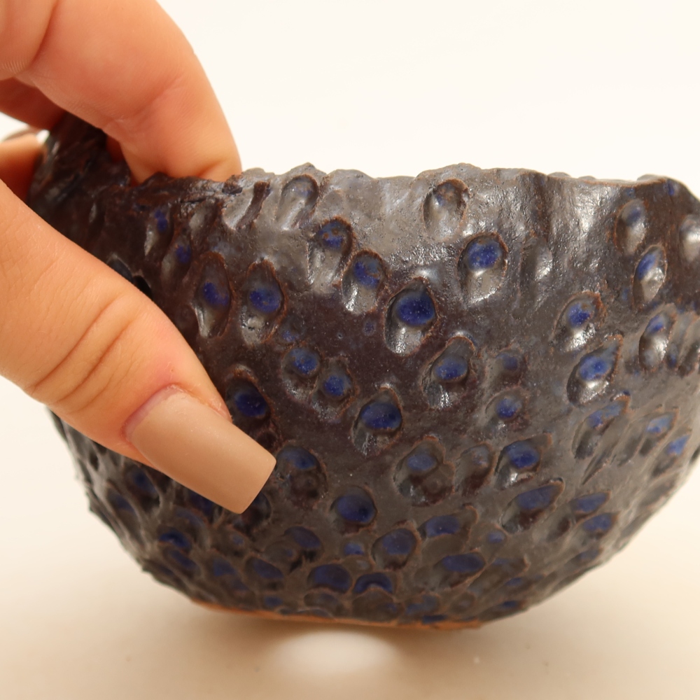 Keramická škrupina na kokedamu 14 x 12 x 8,5 cm, farba modrá