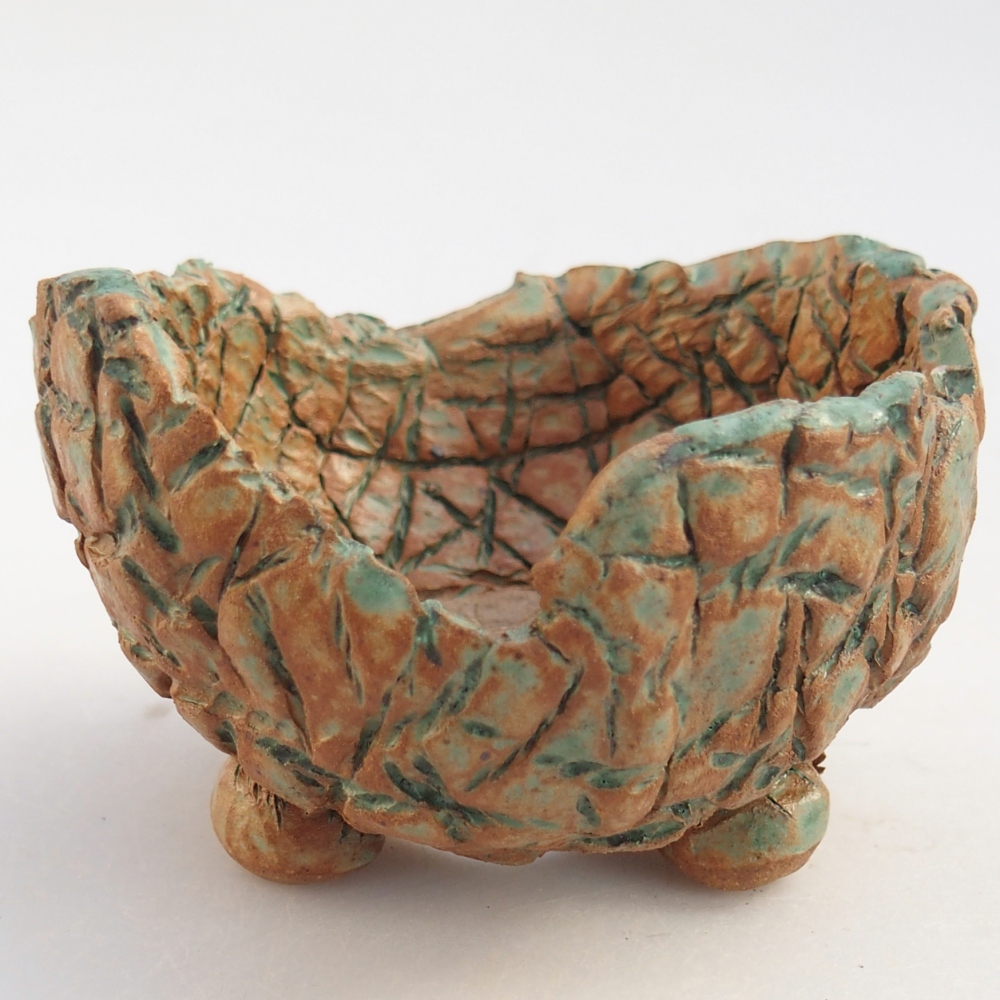 Keramická mušľa 10 x 9,5 x 6,5 cm , farba hnedo-zelená