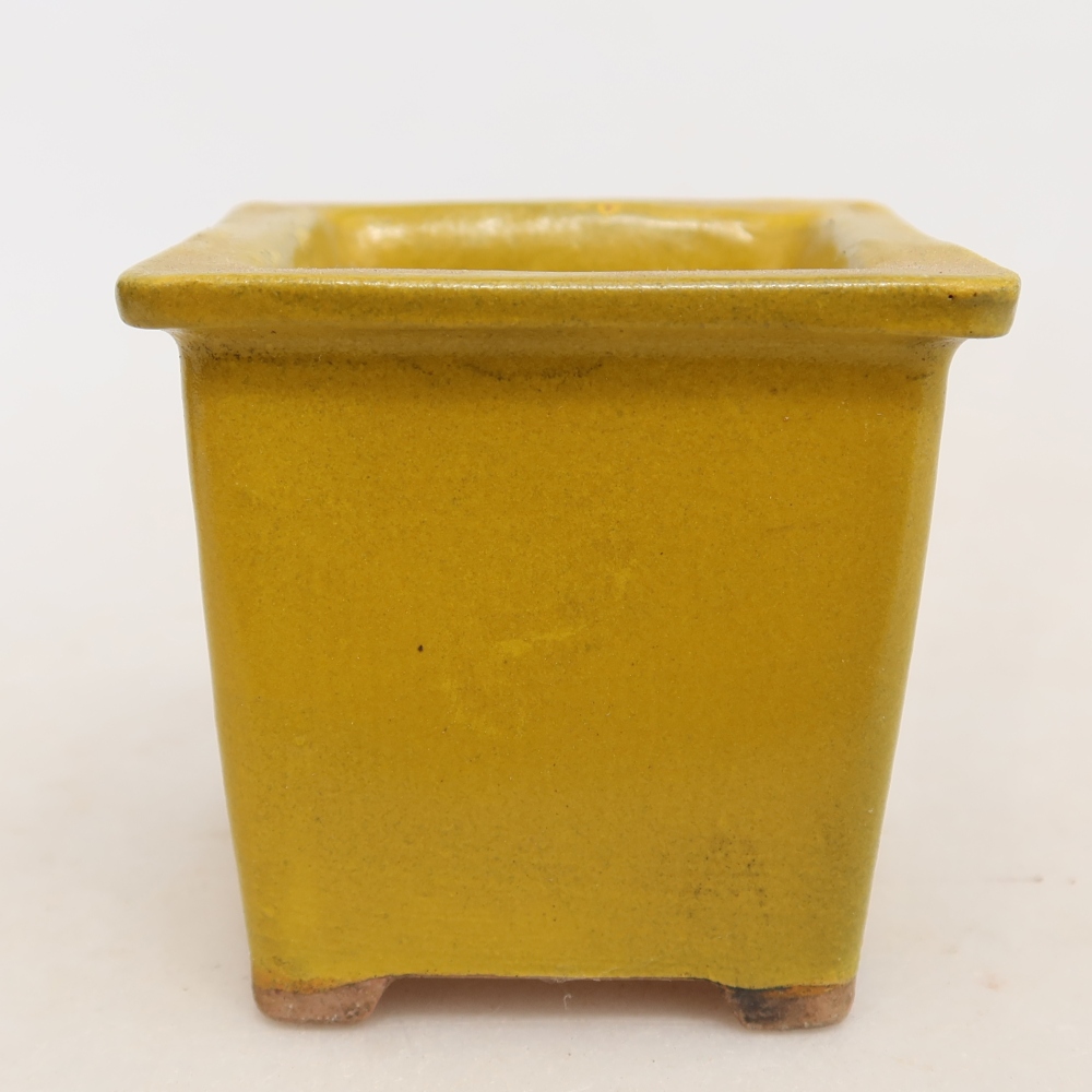 Keramická miska na bonsaje 6 x 6 x 5,5 cm, farba žltá