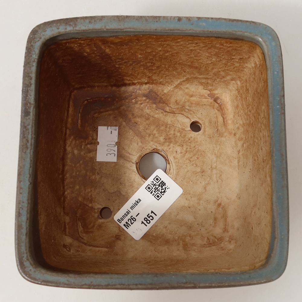 Keramická miska na bonsaje 13 x 13 x 8 cm, farba modrá